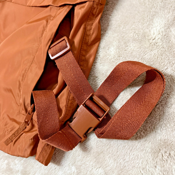 Madewell Women Raincheck Packable Raincoat Parka Hooded Windbreaker Medium Burnt - Picture 13 of 15